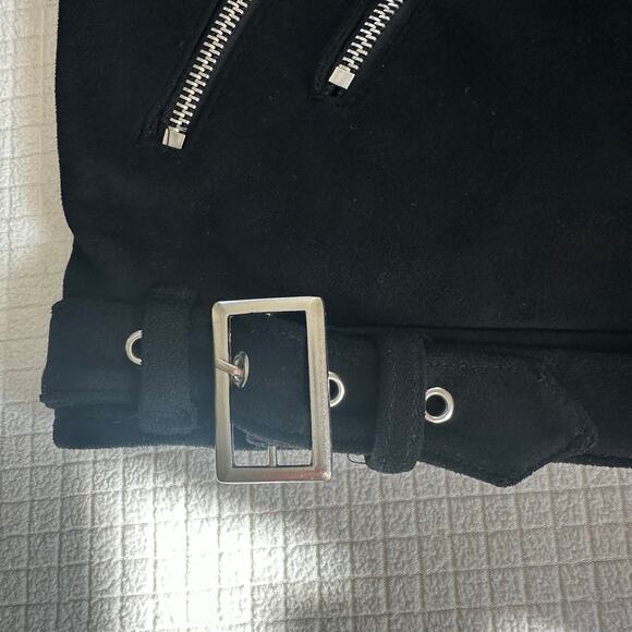 BCBG Girls Black Suede Finish Moto Jacket Belt Size M Age 8-10 - Picture 11 of 11